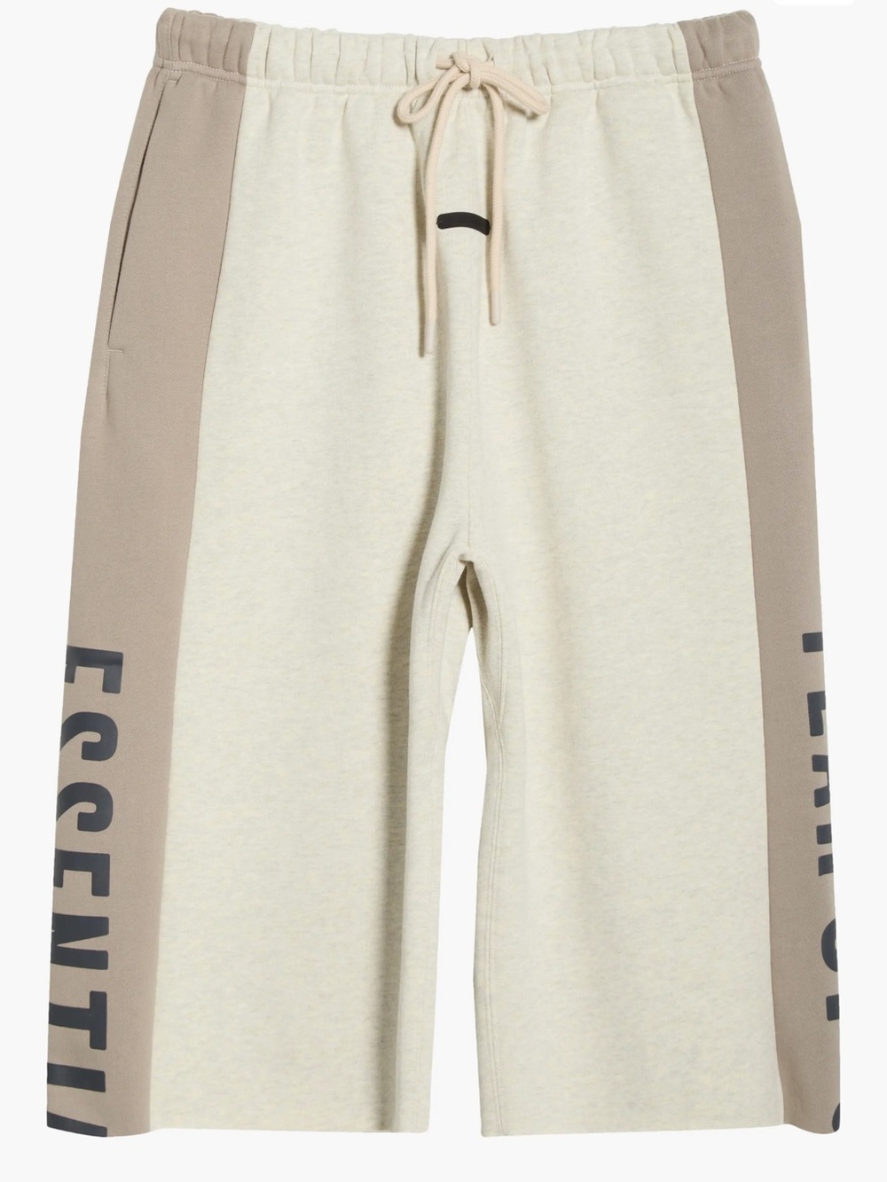 Fear of God Men's Cream Cropped Athletic Shorts with Gray Side Panels - Picture 8 of 9